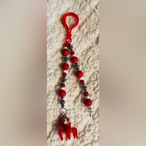 Handmade Glass Octopus and Cross Keychain